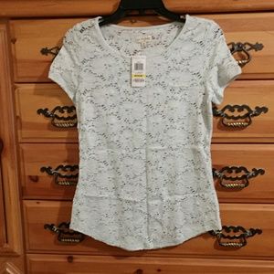 Maison Jules Whispering Blue Flower Lace Top NWOT